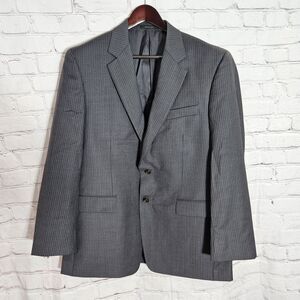 Ralph Lauren Mens Blazer 42R Gray 2 Button 100 Wool Pinstripe Jacket Green Label